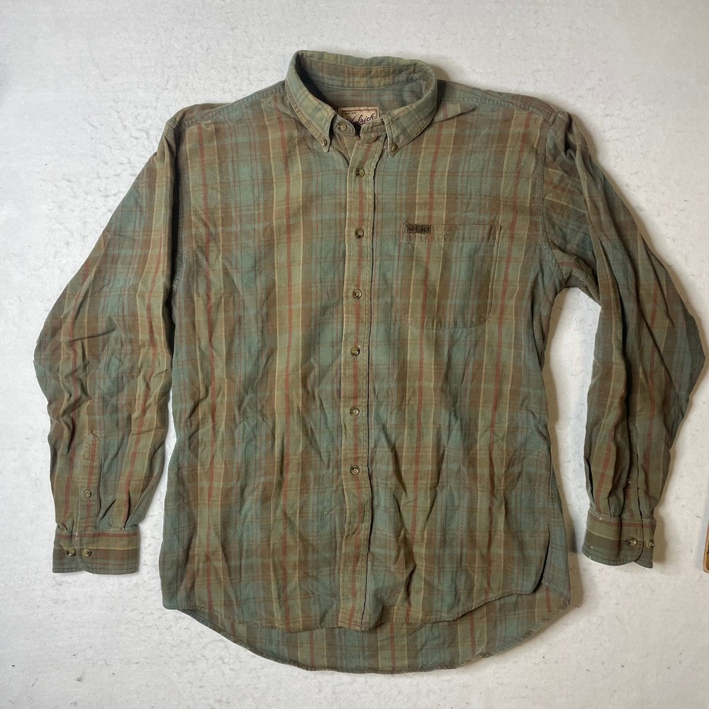Woolrich Mens Large Plaid Long Sleeve Button‎ Up Shirt Outdoor Casual Cotton